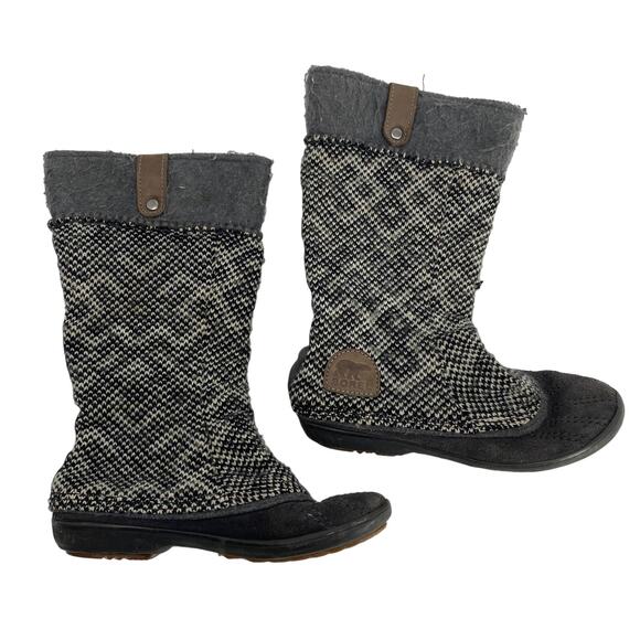 Sorel Women’s Size 5 Gray Tweed Suede Slouch Winter mid calf BOOTS  NL 2120-010 - Picture 1 of 4